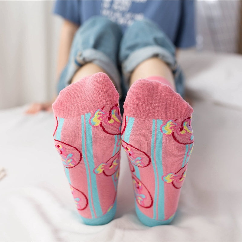 REINAREA 4 Pairs Women’s 100% Cotton Mid-Calf & Crew Athletic Socks - Trendy Skateboard Socks【066】