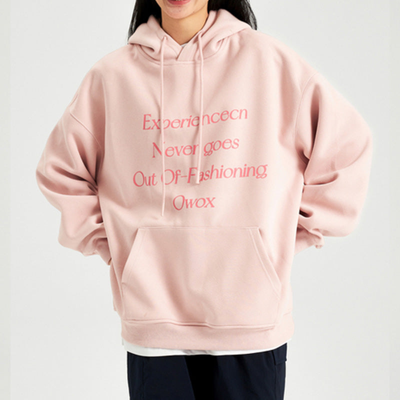 REINAREA Unisex American Retro Letter-Print Hooded Sweatshirt - Loose Casual Pullover Top