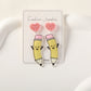 REINAREA Valentine's Day Heart Earrings Cute & Adorable Smiley Face Pencil Shaped Jewelry【106】