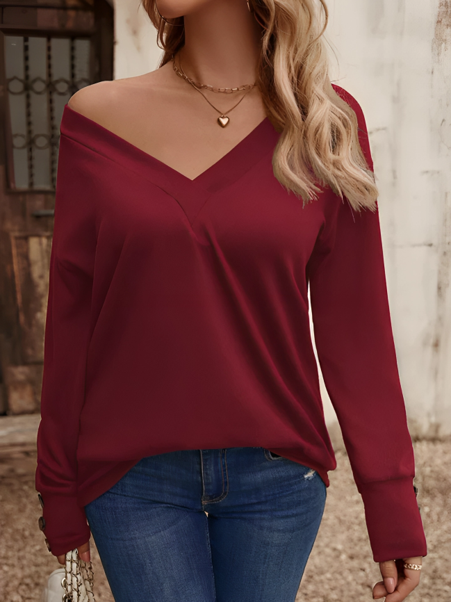 Button Detail Drop Shoulder Tee