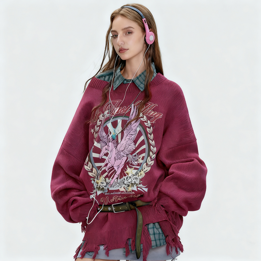 REINAREA Autumn & Winter Retro Knit Sweater Couple Outfits( Red\White\Black)