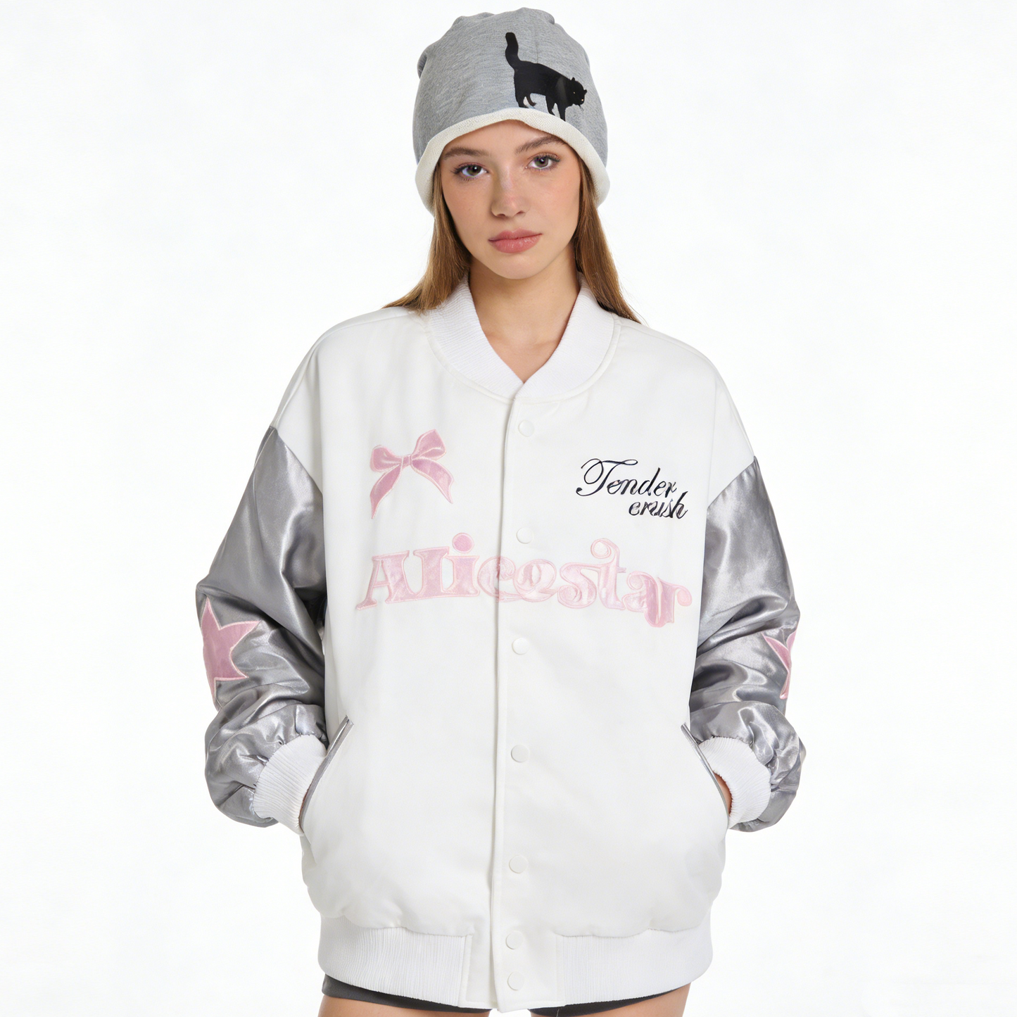 REINAREA The "Butterfly Dream" Varsity Jacket - Sweet-Edgy American Retro
