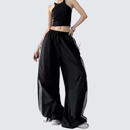 REINAREA New Spring Summer Bow Cargo Pants Women Casual Sport Quick-Dry Wide Leg Pants