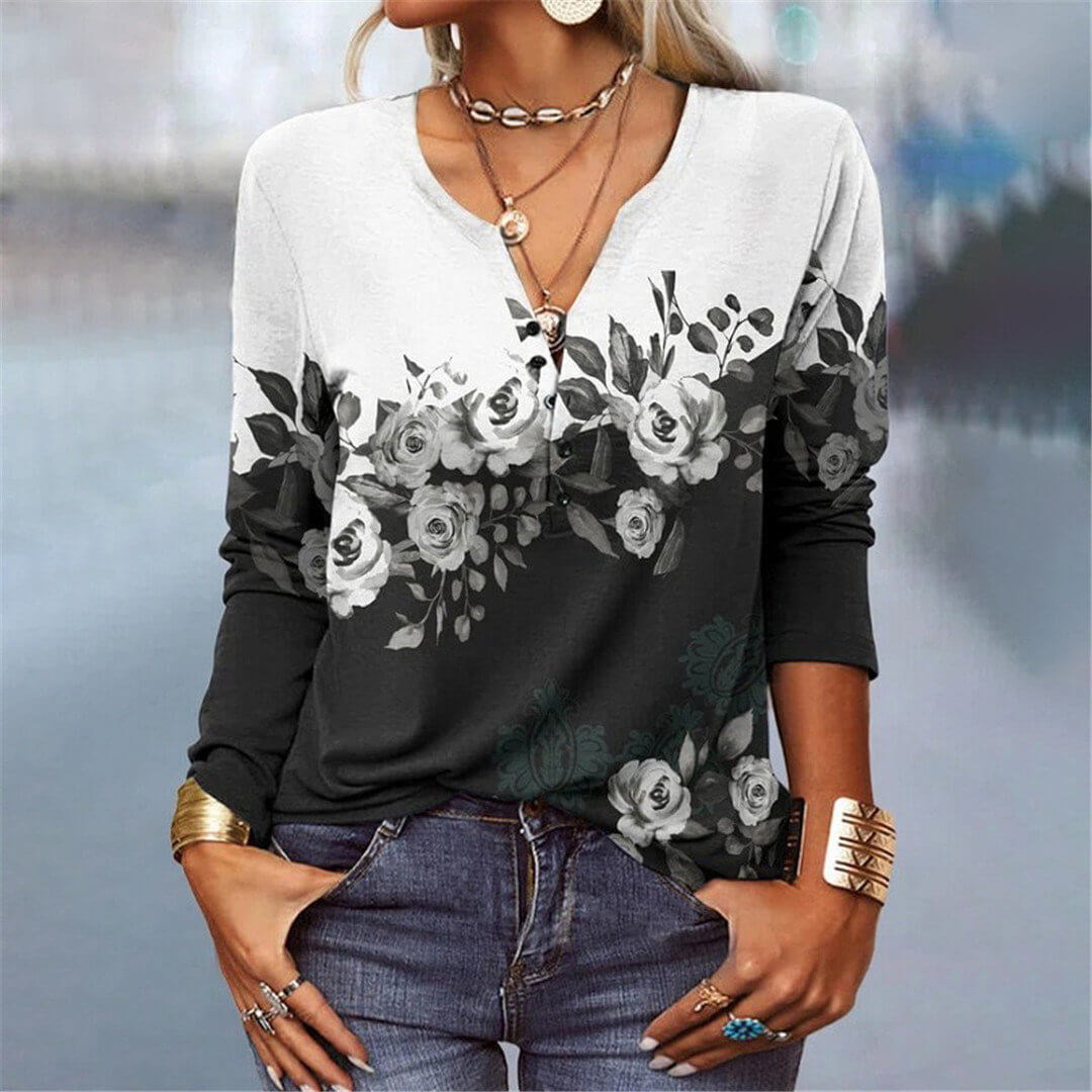 Fashion Ethnic Print Long Sleeve T-Shirt