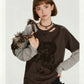 REINAREA American Retro Layered-Look Printed Long-Sleeve T-Shirt - Stylish Loose Top