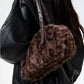 REINAREA Women’s Leopard Print Fuzzy Pillow Bag New Fashion Fluffy Shoulder Underarm Bag