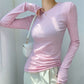 REINAREA Fluorescent Green Crew Neck Long Sleeve T-Shirt for Women UV Protection Sheer Layering Top【101】