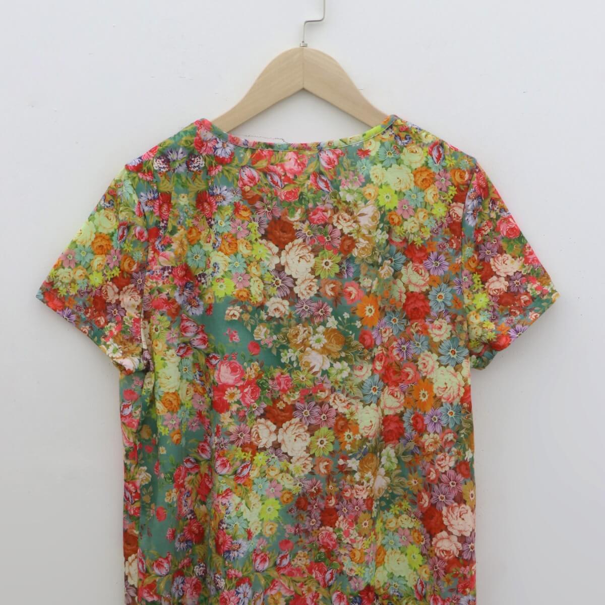 Colorful Printed Round Neck Short Sleeve Top