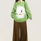 REINAREA Puppy Jacquard Sweater Women’s Green Loose-Fit Knit Top for Fall & Winter【086】