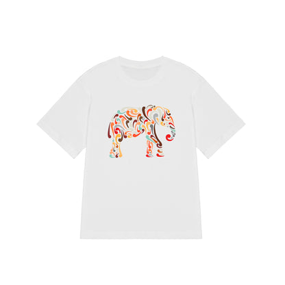 REINAREA Men’s & Women’s Graffiti Elephant-Print T-Shirt - Summer Casual Short-Sleeve Top
