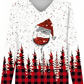 Christmas Tree Wine Glass Print Long Sleeve Top