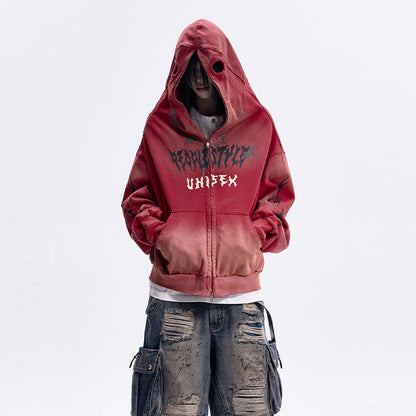 REINAREA Dirt-stained face mask, detachable gloves, hooded sweatshirt Unisex jacket【015】