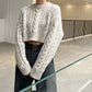 REINAREA The "Cozy Cloud" Chunky Cable Knit Sweater - Cropped Retro Pullover