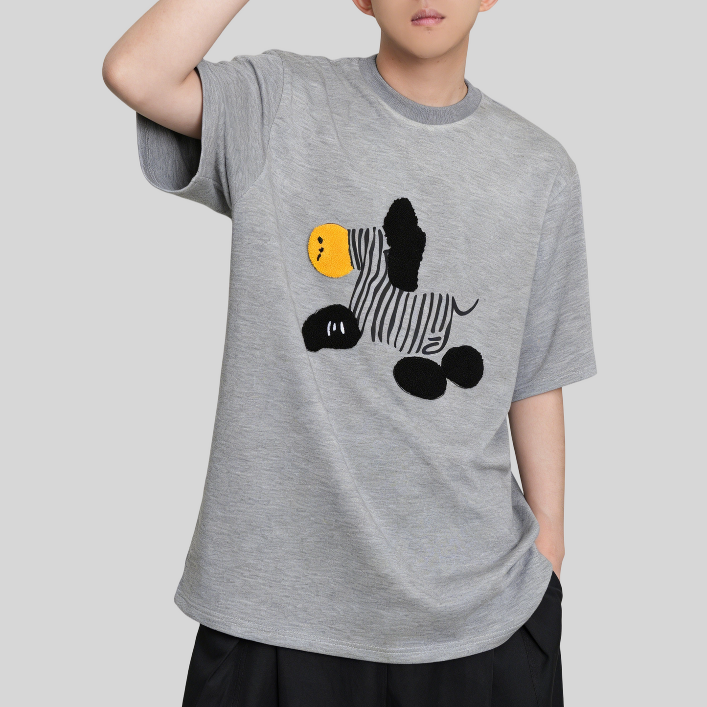 REINAREA New Spring Summer Printed Round Neck Couple Short Sleeve T-Shirt