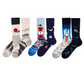 REINAREA Unisex AB Asymmetrical Mismatched Socks - Personalized Cartoon Design Mid-Calf Socks【065】
