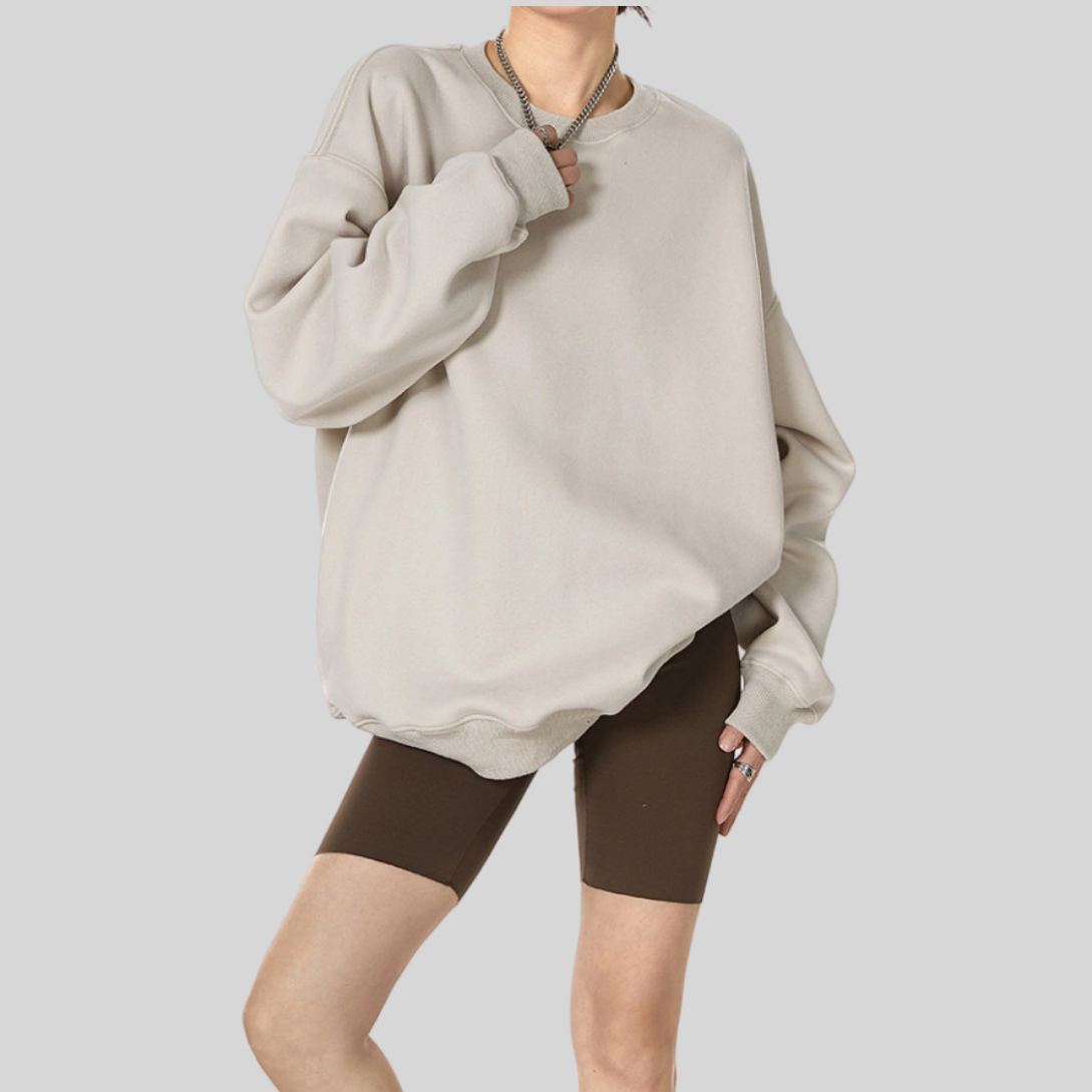 REINAREA New Spring & Summer Women's American Style Gray Crew Neck Hoodies, Pullover Top