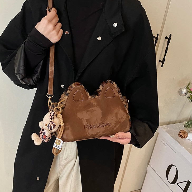 REINAREA Women’s Retro Matte Small Ear Bag Color-Block Versatile Crossbody & Shoulder Bag for Autumn and Winter【061】