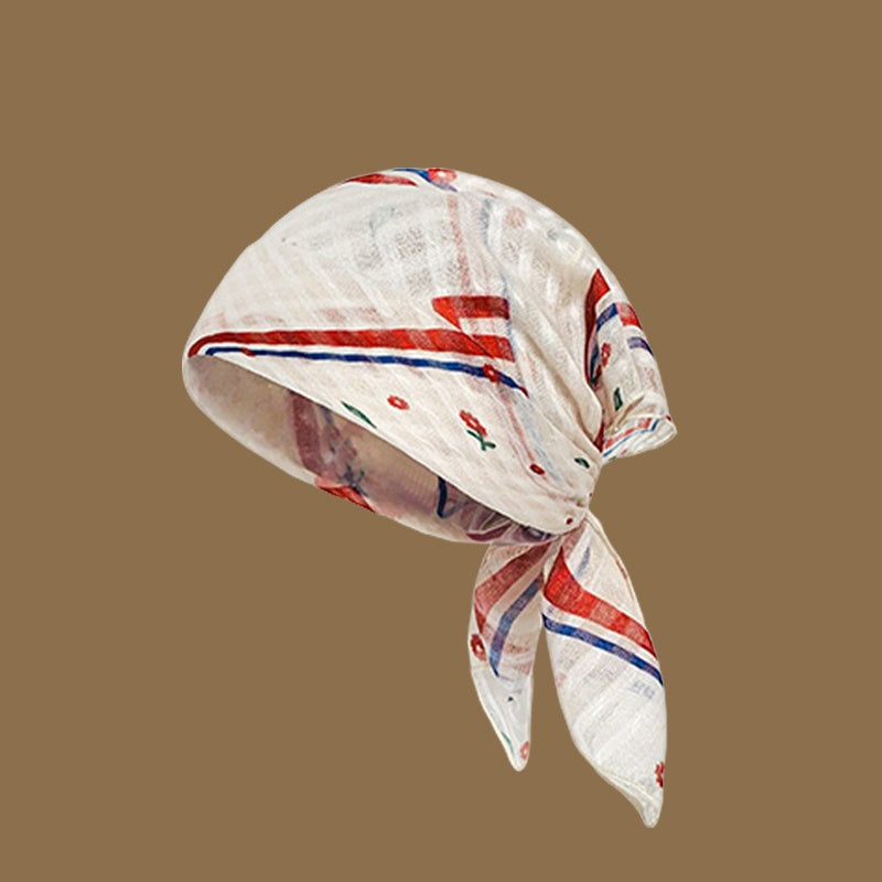 REINAREA Women’s European and American Style Head Scarf - Lightweight, Breathable Head Wrapping Silk Scarf & Triangle Scarf【057】