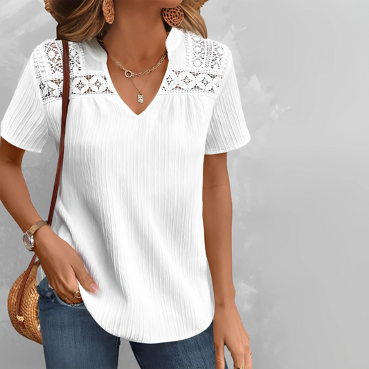 Comfy Plain V-Neck Short Sleeve Top