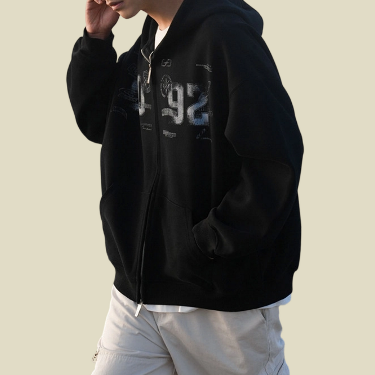 REINAREA New Spring Summer Couples' Double Zipper Printed Sweatshirt Jacket