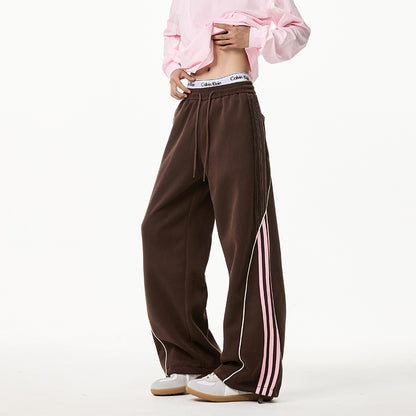 REINAREA Unisex Side-Striped Sweatpants Loose Paneled Straight Leg  Athletic Pants【034】