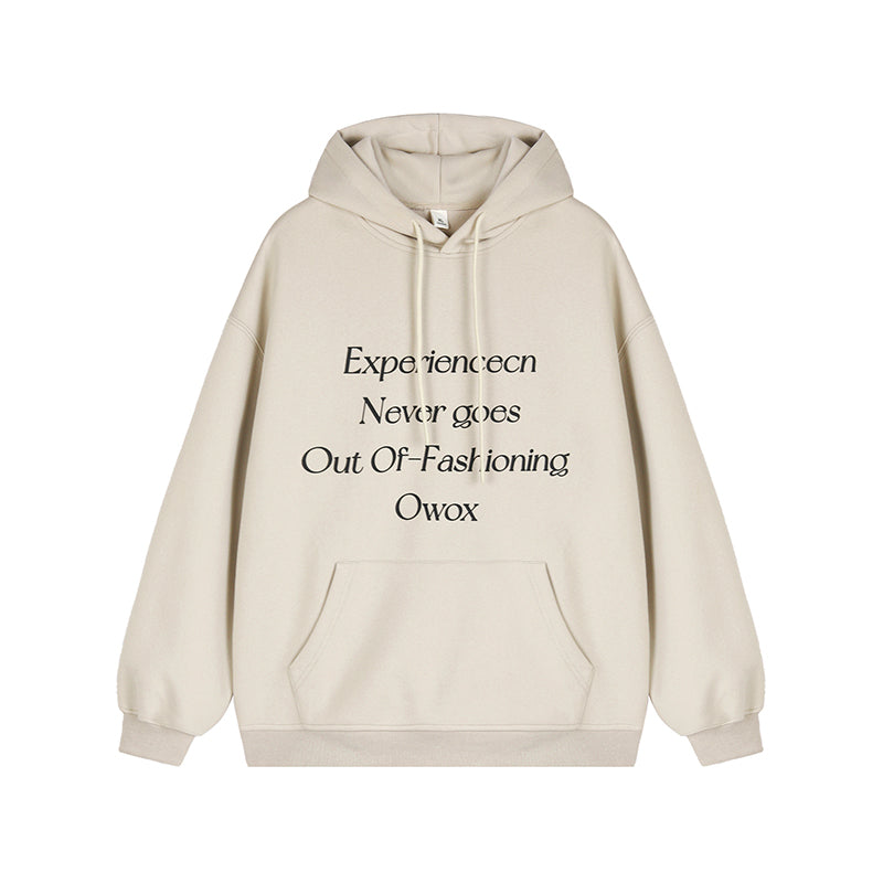 REINAREA Unisex American Retro Letter-Print Hooded Sweatshirt  Loose Casual Pullover Top【018】