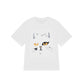 REINAREA Couples' Cat-Print Loose Cotton Short-Sleeve T-Shirt for Men & Women