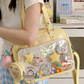 REINAREA Cute Cream-Colored Ita Bag for Women Large Capacity Commuter Bag with Shoulder, Hand & Crossbody Straps【088】