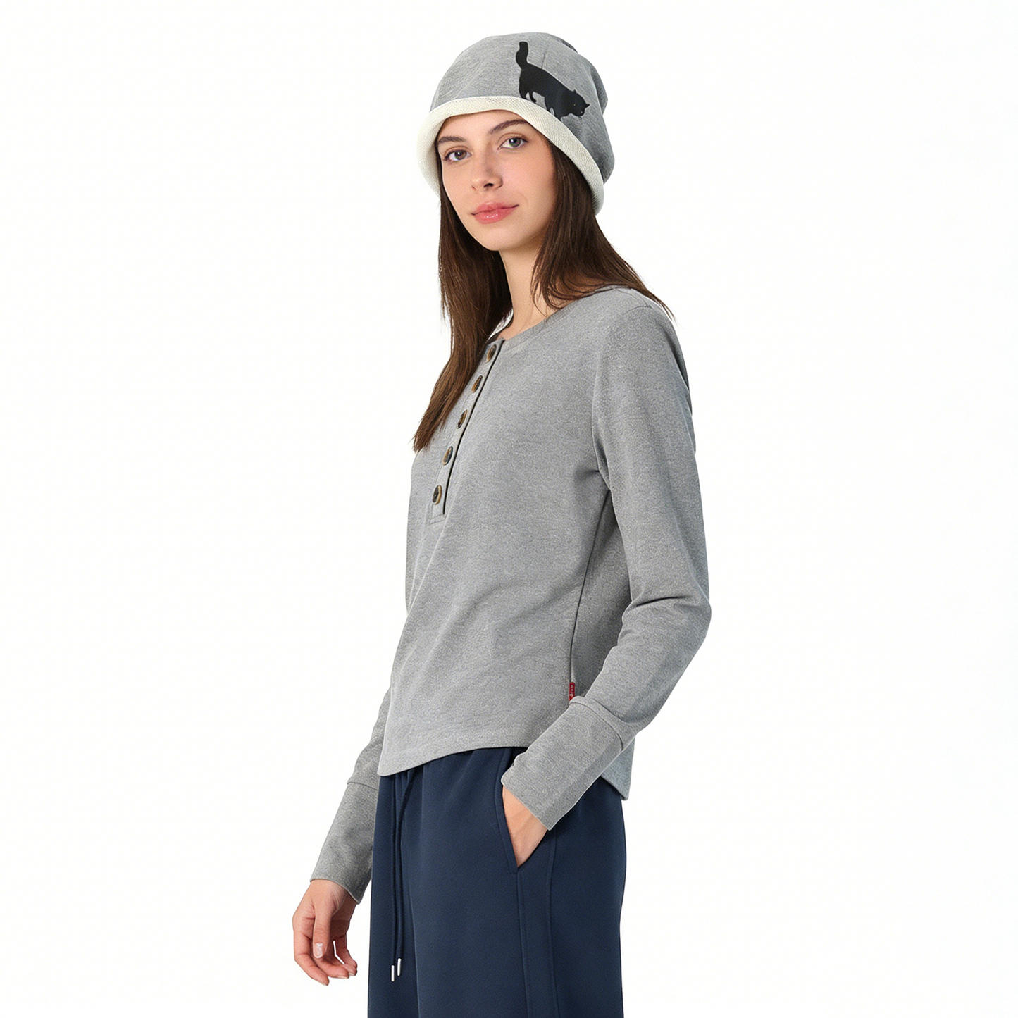REINAREA Women’s Half-Zip Long Sleeve T-Shirt - Fall Winter Essential Layering Top【110】
