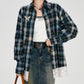REINAREA Women’s American Retro Plaid Long-Sleeve Shirt  Loose Fit with Lace Trim Patchwork Blouse【069】