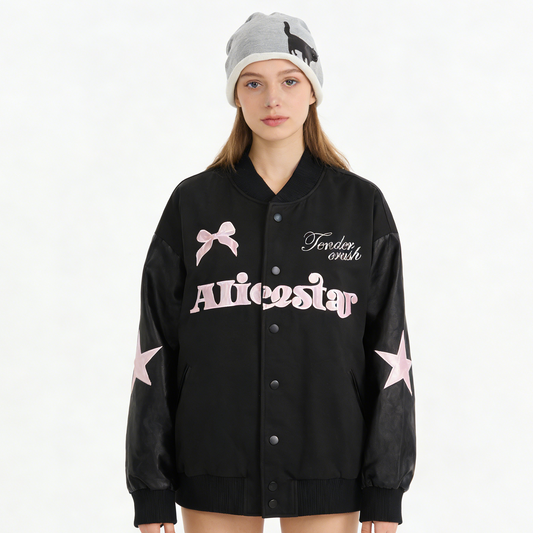 REINAREA The "Butterfly Dream" Varsity Jacket - Sweet-Edgy American Retro