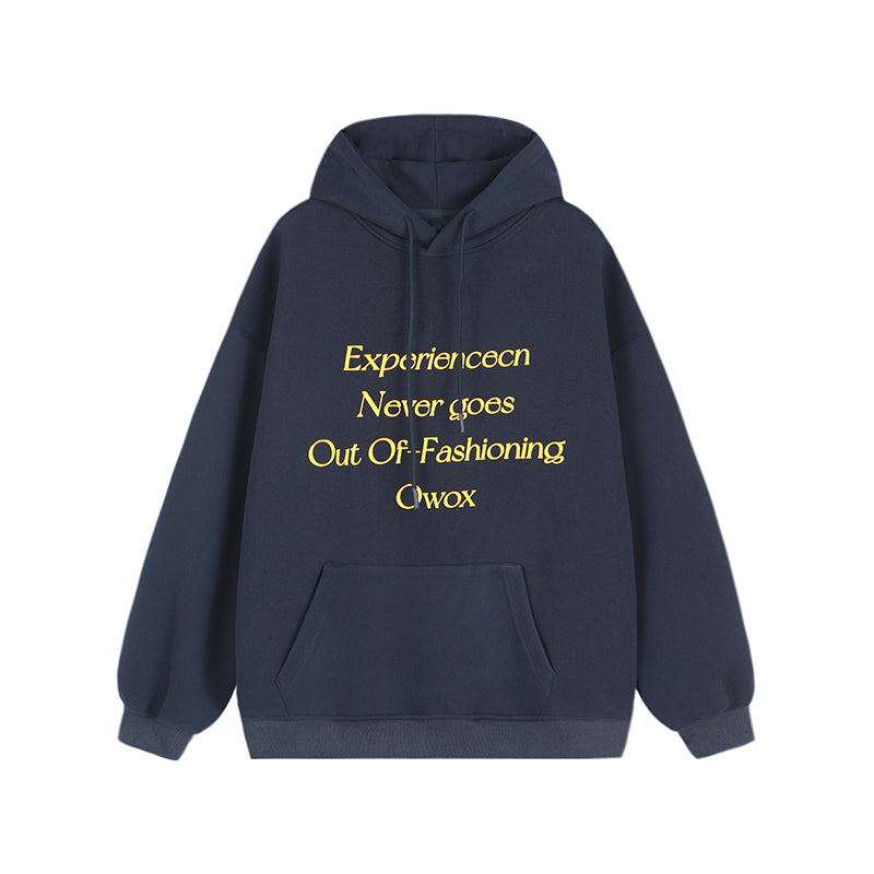 REINAREA Unisex American Retro Letter-Print Hooded Sweatshirt  Loose Casual Pullover Top【018】