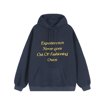 REINAREA Unisex American Retro Letter-Print Hooded Sweatshirt  Loose Casual Pullover Top【018】