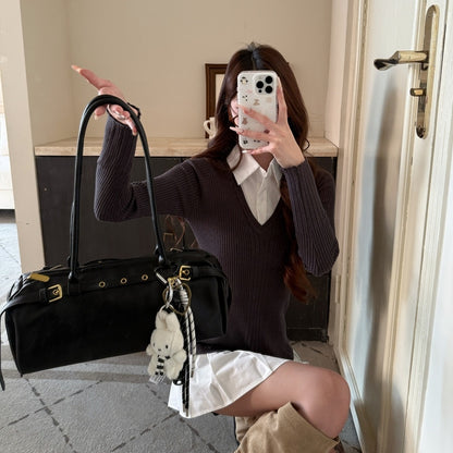 REINAREA Women’s Sausage-Shaped Handbag - Versatile Commuter Shoulder, Armpit & Baguette Bag【067】