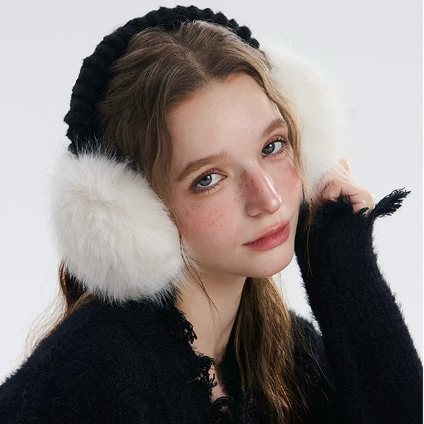 REINAREA Women's Winter Warm Earmuffs Foldable Faux Fox Fur Plush Ear Warmers