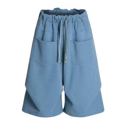 REINAREA | Oversized Baggy Sweat Shorts | Inside Out Irregular Pockets Knee Length Hip Hop Streetwear Shorts