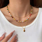 REINAREA Women’s Natural Pearl & Rainbow Stone Dopamine Beaded Necklace - Autumn & Winter Clavicle & Sweater Chain【059】