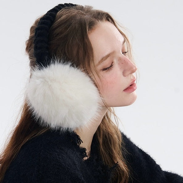 REINAREA Women's Winter Warm Earmuffs Foldable Faux Fox Fur Plush Ear Warmers