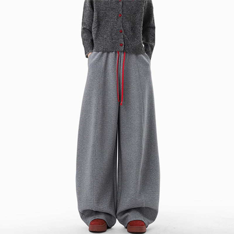 REINAREA Unisex American Heavyweight Drawstring Curved-Leg Sweatpants - Casual Wide-Leg Pants