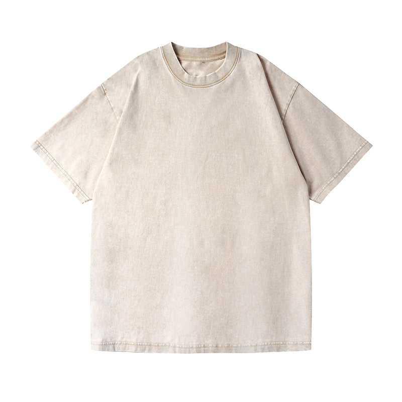 REINAREA Washed & Vintage Heavyweight 230g Cotton T-Shirt Loose Oversized Garment Washed Tee【096】