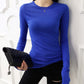 REINAREA Fluorescent Green Crew Neck Long Sleeve T-Shirt for Women UV Protection Sheer Layering Top【101】