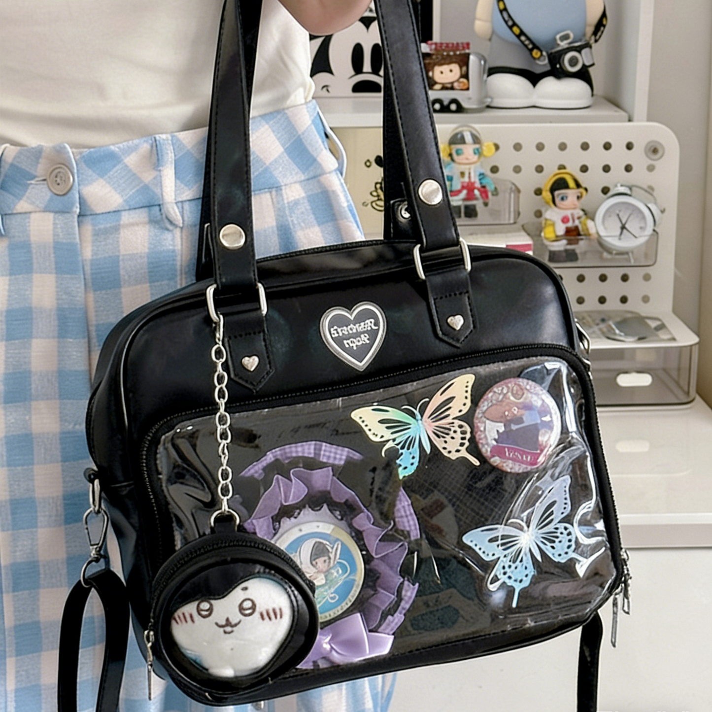 REINAREA Cute Cream-Colored Ita Bag for Women Large Capacity Commuter Bag with Shoulder, Hand & Crossbody Straps【088】