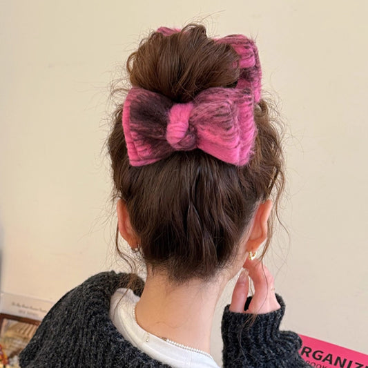 REINAREA Women’s Gradient Woolen Bow Bun Claw Clip Back-of-Head Hair Updo Tool & Hair Accessory【062】