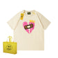 REINAREA Unisex Heart Print Short-Sleeve T-Shirt - Street Trendy Loose-Fit 100% Cotton Couple Top【074】