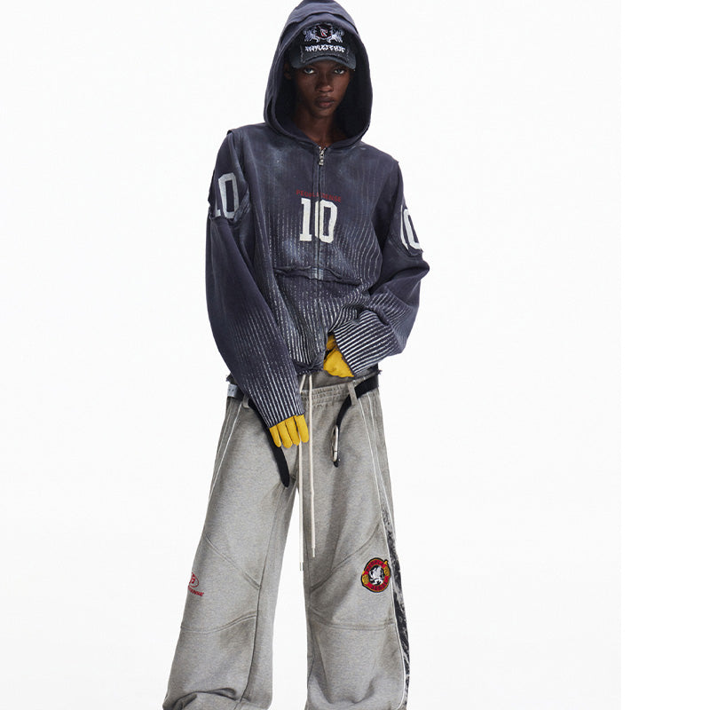 REINAREA Unisex Loose Zip-Up Hoodie Jacket Digital print hooded sweatshirt