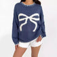 Loose Warm Cosy Bow Jacquard Jumper