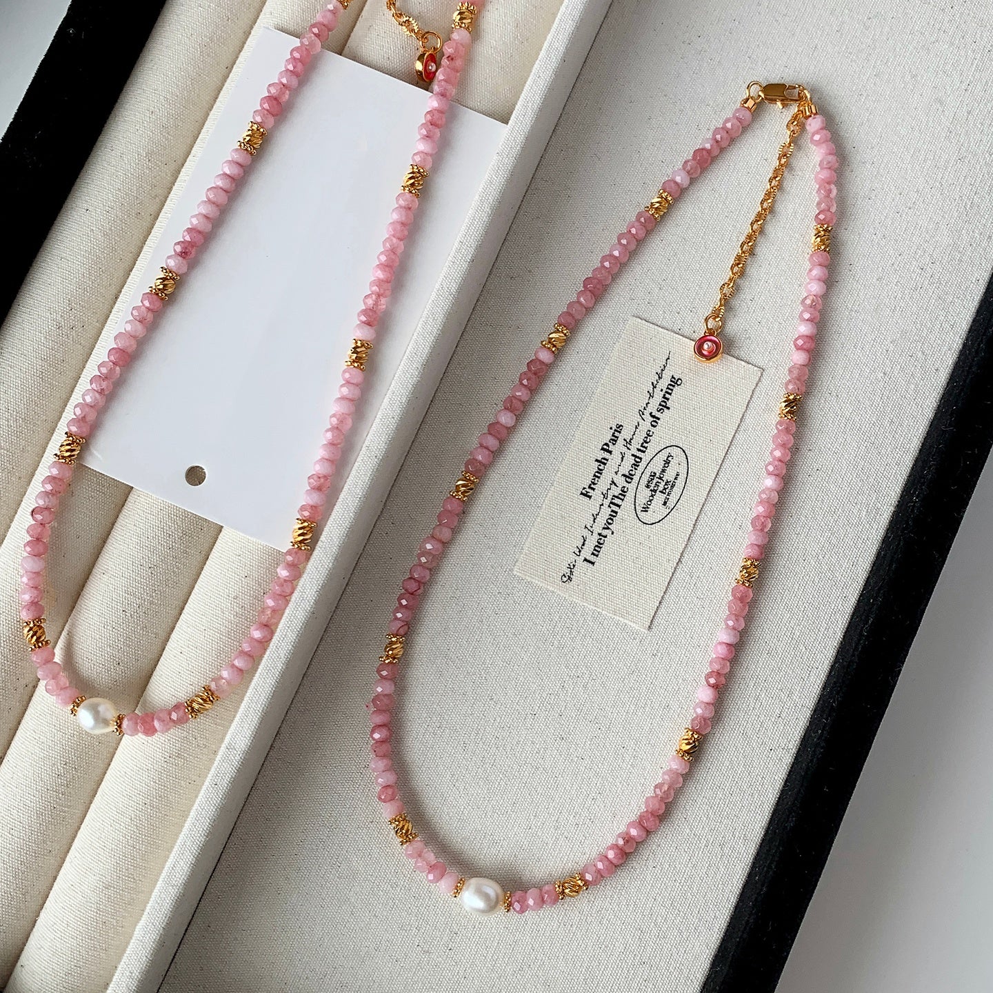 REINAREA Women’s Natural Pearl & Rainbow Stone Dopamine Beaded Necklace - Autumn & Winter Clavicle & Sweater Chain【059】