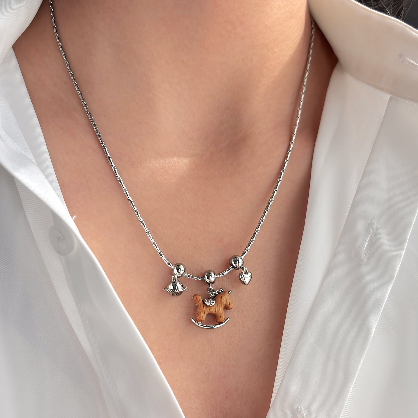 REINAREA Leather Cord Pony Necklace for Unisex Luxury High-End Sweater Chain Accessory Pendant【060】