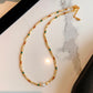 REINAREA Women’s Natural Pearl & Rainbow Stone Dopamine Beaded Necklace - Autumn & Winter Clavicle & Sweater Chain【059】