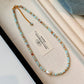 REINAREA Women’s Natural Pearl & Rainbow Stone Dopamine Beaded Necklace - Autumn & Winter Clavicle & Sweater Chain【059】